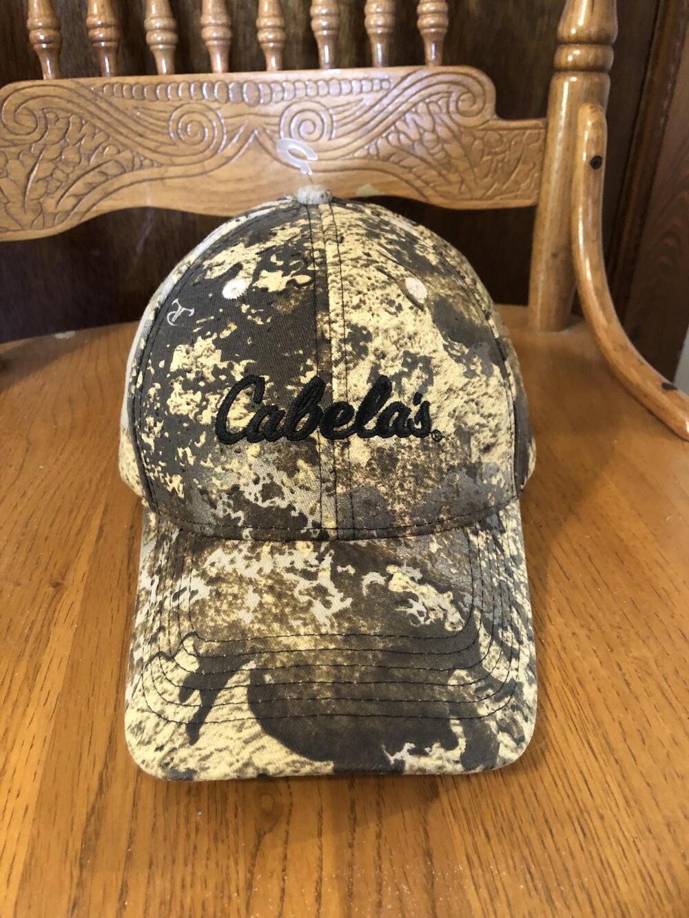 Cabela's Hat Cap Snap Back Brown Camo Embroidered Baseball Hunting Outdoors Mens